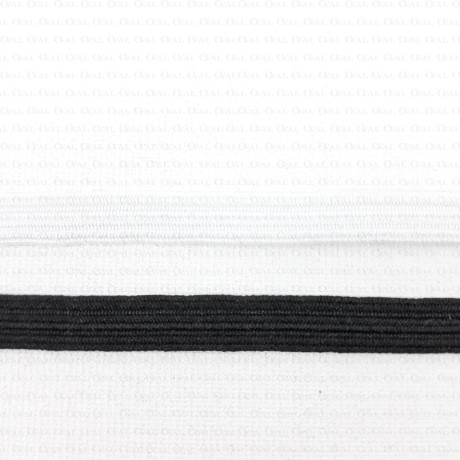 Guma płaska w oplocie 6mm biała i czarna nr 2182