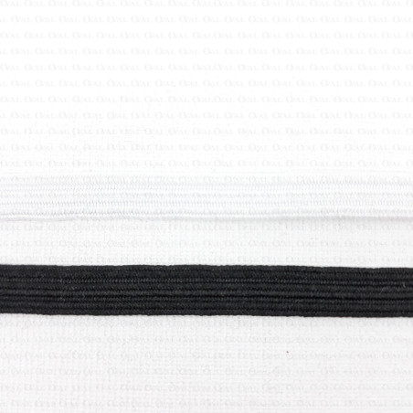 Guma płaska w oplocie 6mm biała i czarna nr 2182