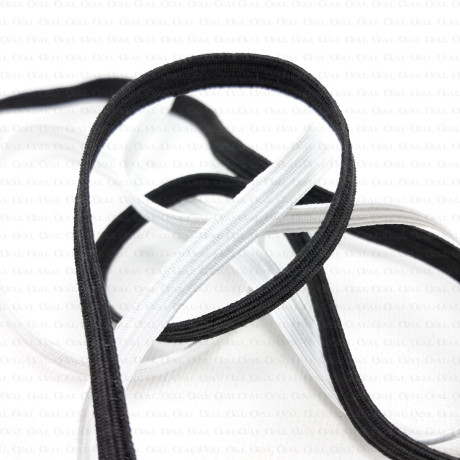 Guma płaska w oplocie 6mm biała i czarna nr 2182
