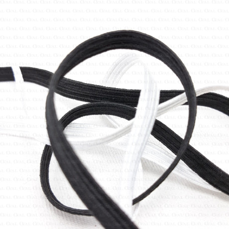 Guma płaska w oplocie 6mm biała i czarna nr 2182