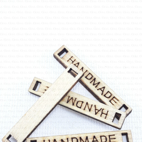 Etykieta/naszywka drewniana10szt, HANDMADE nr 2198