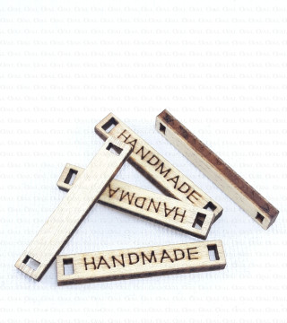 Etykieta/naszywka drewniana10szt, HANDMADE nr 2198