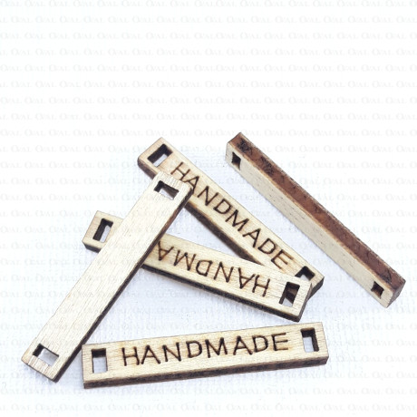 Etykieta/naszywka drewniana10szt, HANDMADE nr 2198