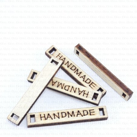 Etykieta/naszywka drewniana10szt, HANDMADE nr 2198