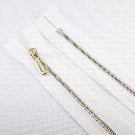 Metal zips 16, 60 cm, white and ecru, closed-end 2053