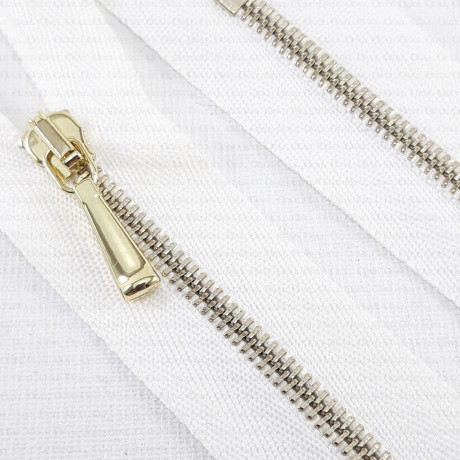 Metal zips 16, 60 cm, white and ecru, closed-end 2053