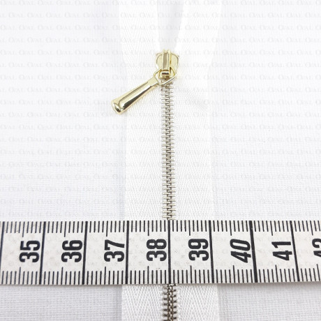 Metal zips 16, 60 cm, white and ecru, closed-end 2053