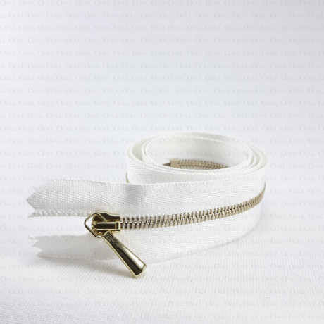 Metal zips 16, 60 cm, white and ecru, closed-end 2053