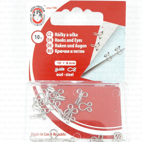 Nickel hooks and eyes, various sizes