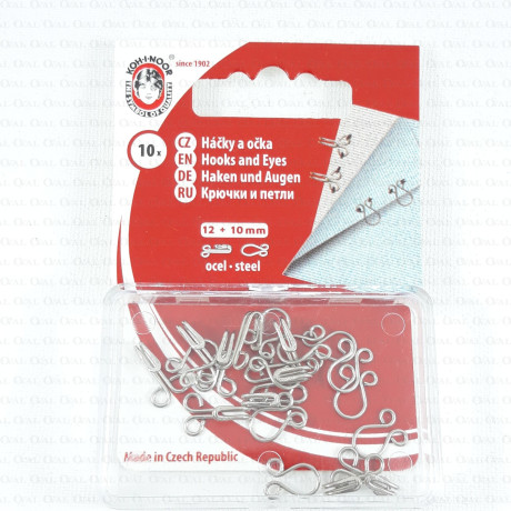 Nickel hooks and eyes, various sizes