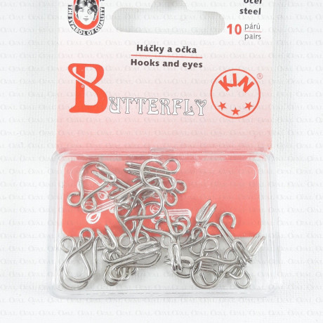 Nickel hooks and eyes, various sizes