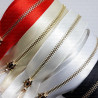 60 cm metal zips on satin tape/gold teeth 2247