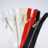 60 cm metal zips on satin tape/gold teeth 2247