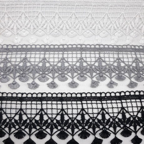 Guipure lace white, black, grey 70mm no. 2258