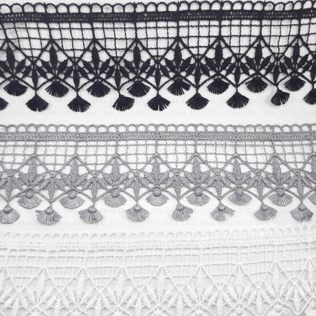 Guipure lace white, black, grey 70mm no. 2258