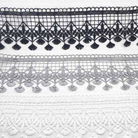 Guipure lace white, black, grey 70mm no. 2258