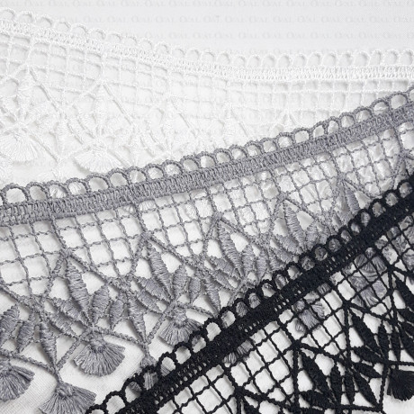 Guipure lace white, black, grey 70mm no. 2258