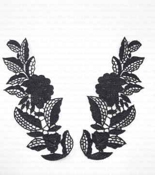 Guipure appliqués 165 mm white, black 2259