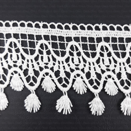Guipure lace with fringes – white, ecru, navy blue 75mm 2270