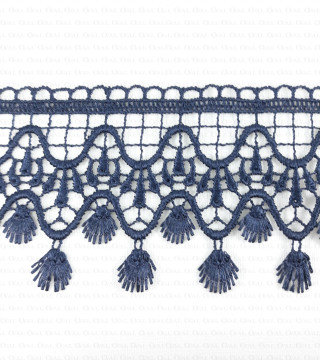 Guipure lace with fringes – white, ecru, navy blue 75mm 2270