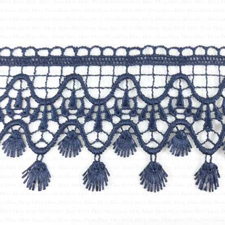 Guipure lace with fringes – white, ecru, navy blue 75mm 2270