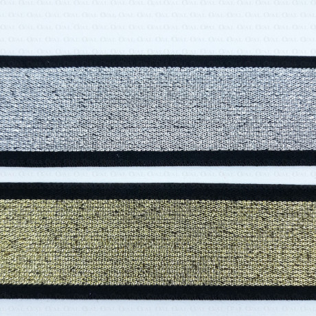 Elastic trim 38mm gold and silver 2309