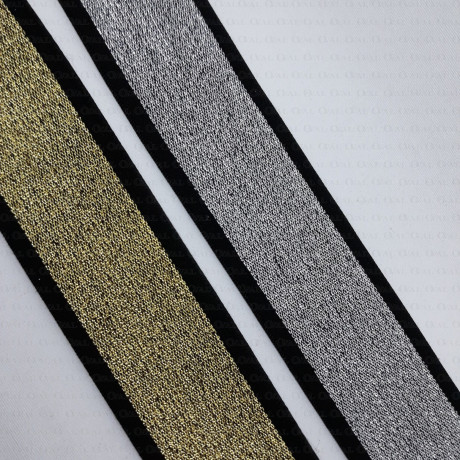 Elastic trim 38mm gold and silver 2309