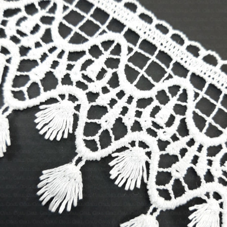 Guipure lace with fringes – white, ecru, navy blue 75mm 2270