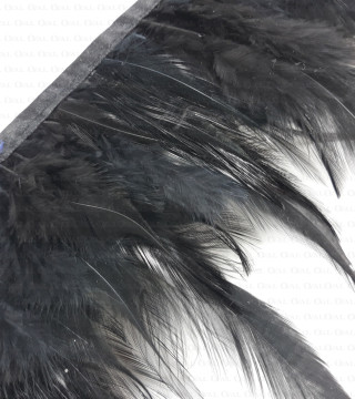 Black feather haberdashery, black feathers on tape | Wholesale