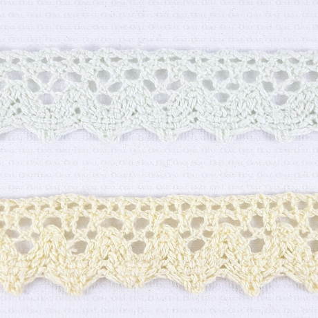 Cotton lace scallop 20mm/1m yellow and mint 353