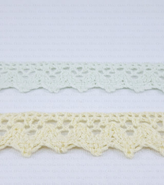 Cotton lace scallop 20mm/1m yellow and mint 353