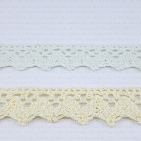 Cotton lace scallop 20mm/1m yellow and mint 353