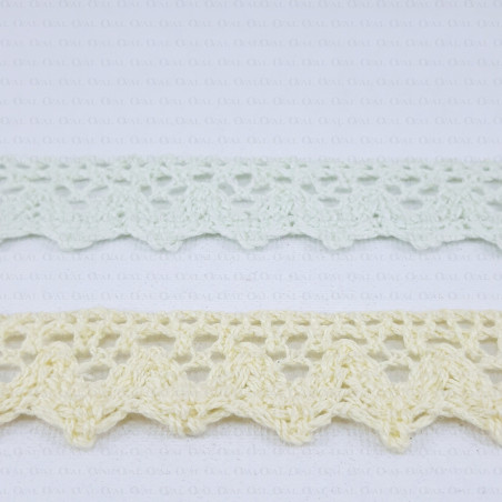 Cotton lace scallop 20mm/1m yellow and mint 353
