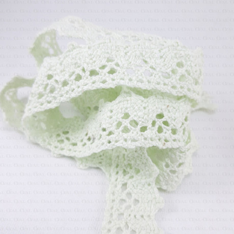 Cotton lace scallop 20mm/1m yellow and mint 353