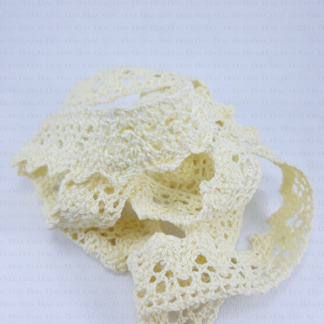 Cotton lace scallop 20mm/1m yellow and mint 353