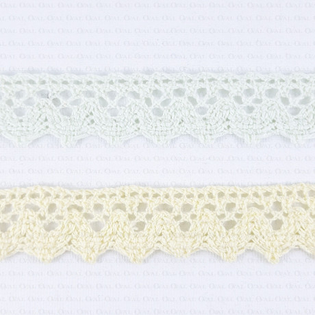 Cotton lace scallop 20mm/1m yellow and mint 353