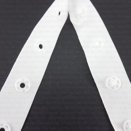 White and black snap fasteners on tape, 1 m, no. 2176