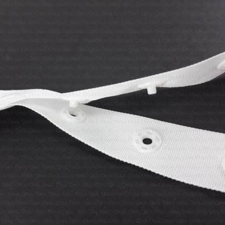 White and black snap fasteners on tape, 1 m, no. 2176