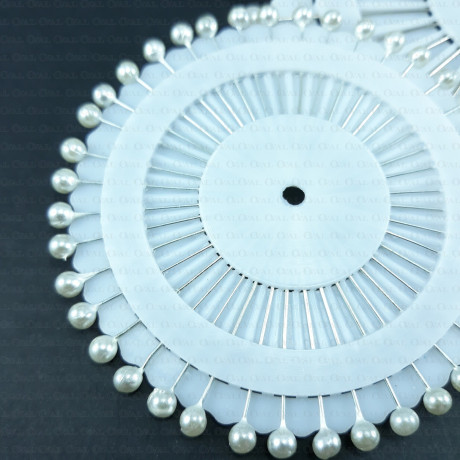 Decorative pins White Pearl 35mm, 55mm - reel 07