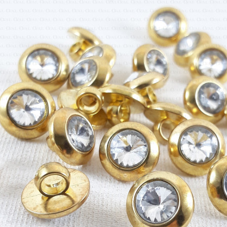Plastic button 12mm / 10 pcs gold, silver, 1870