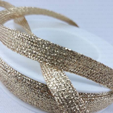 Taśma ozdobna złota 10mm Krążek 25m  2512