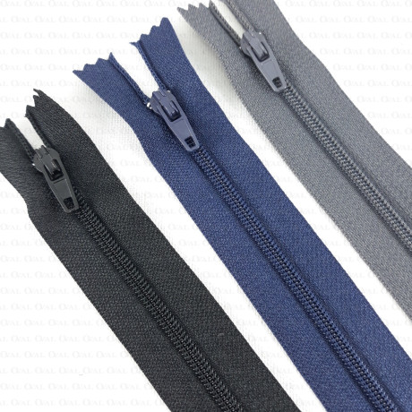 Zip *3 black, grey, navy, red 18cm / 1 or 100 pcs 2052