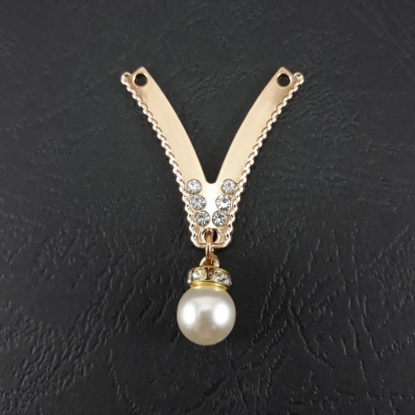 Ozdoba metalowa z dżetami i perłą 1781 - 9629