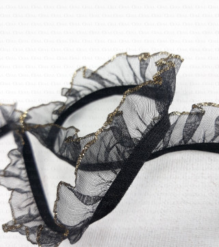 ruffle with elastic, elastic lace, black ruffle,