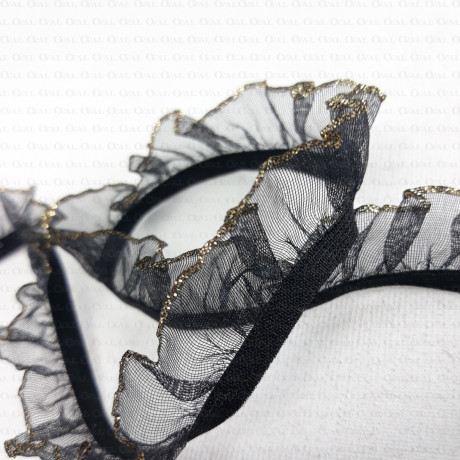 ruffle with elastic, elastic lace, black ruffle,