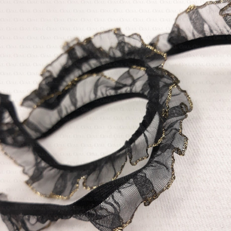 ruffle with elastic, elastic lace, black ruffle,