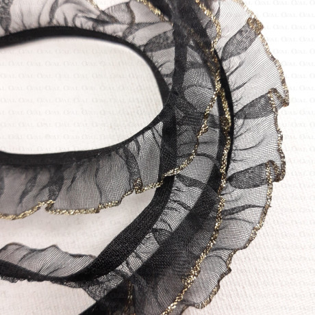 ruffle with elastic, elastic lace, black ruffle,