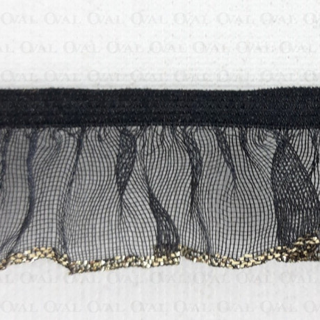 ruffle with elastic, elastic lace, black ruffle,