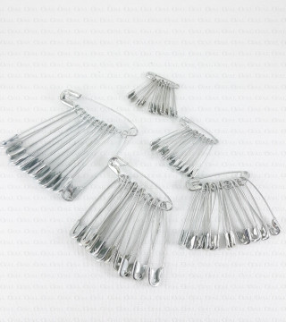 Silver safety pins 12 pcs. Assorted sizes 12