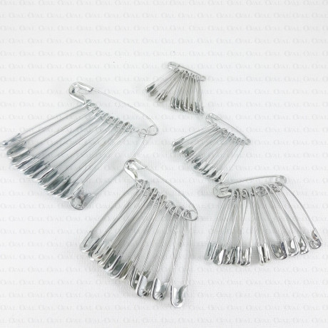 Silver safety pins 12 pcs. Assorted sizes 12